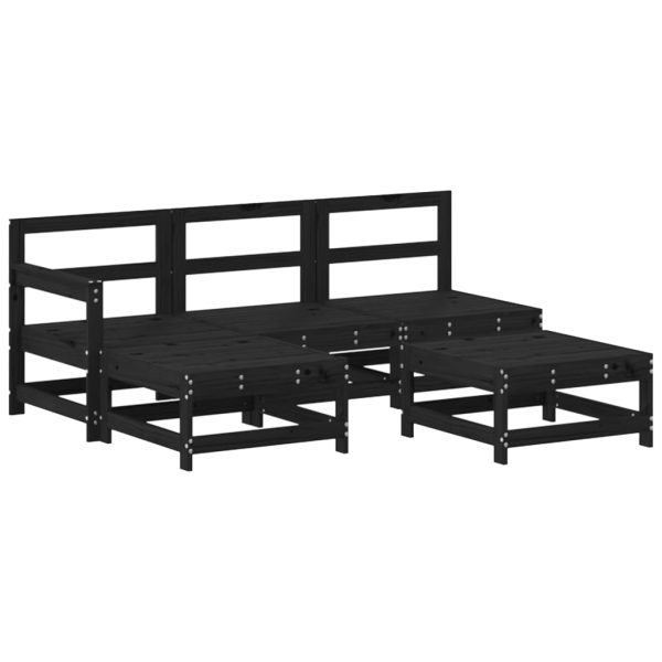 5 pcs conjunto lounge de jardim madeira de pinho maciça preto - Image 2