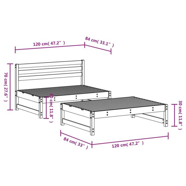 2 pcs conjunto lounge de jardim madeira de pinho maciça preto - Image 6