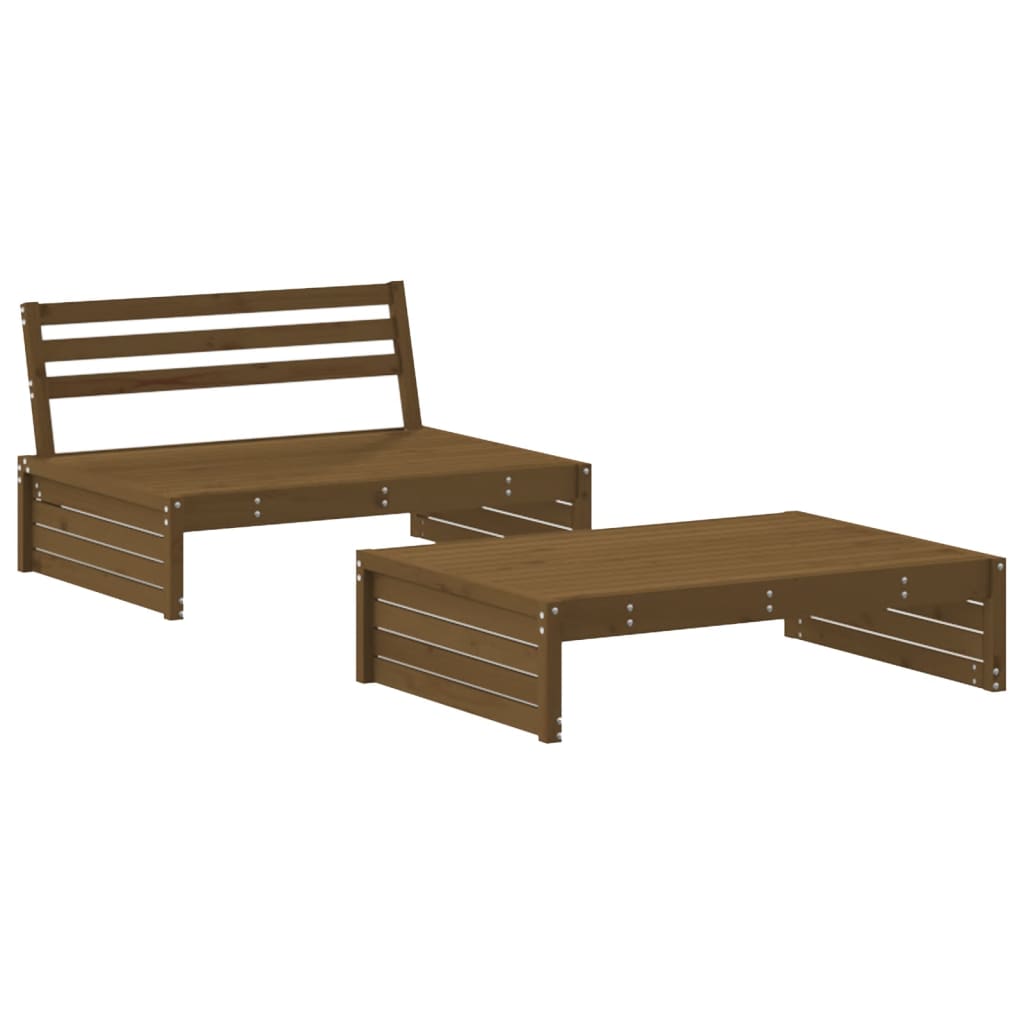 2 pcs conjunto lounge de jardim pinho maciço castanho-mel - Image 2