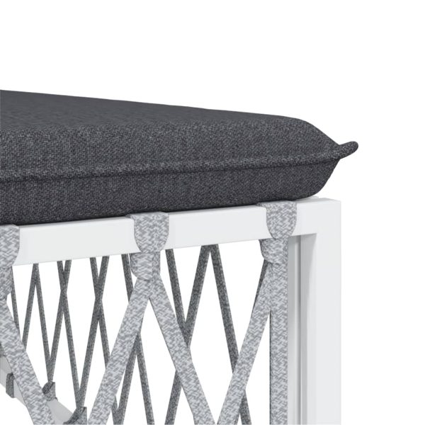 3 pcs conjunto lounge de jardim com almofadões aço branco - Image 6