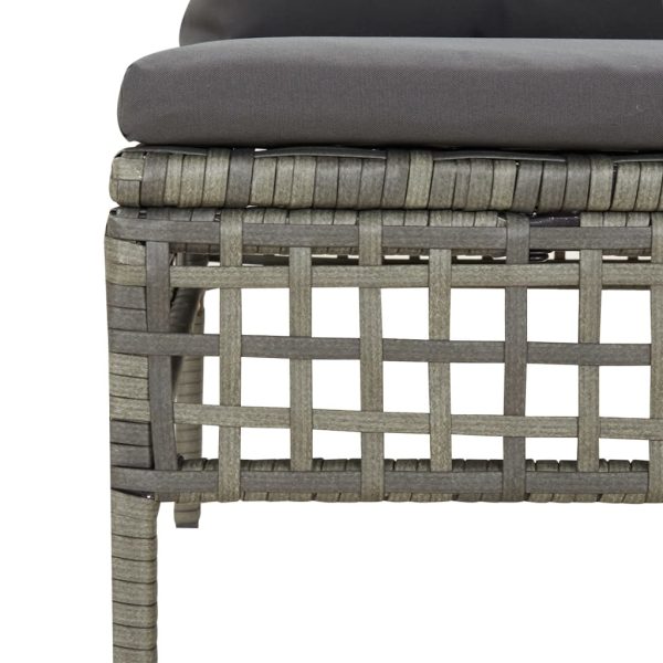 5 pcs conjunto lounge de jardim c/ almofadões vime PE cinzento - Image 7