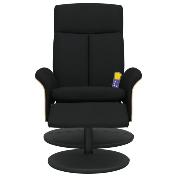 Cadeira de massagens reclinável com apoio de pés tecido preto - Image 3