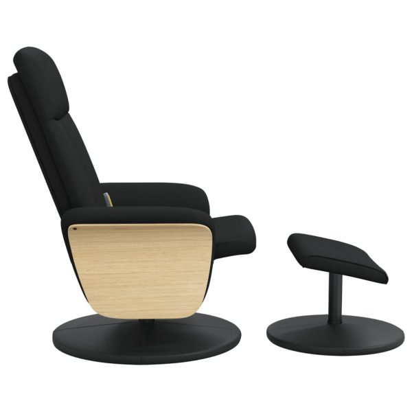 Cadeira de massagens reclinável com apoio de pés tecido preto - Image 4