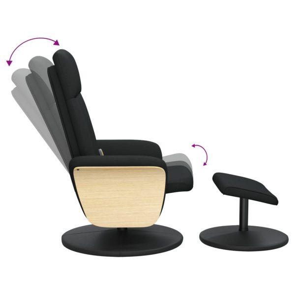 Cadeira de massagens reclinável com apoio de pés tecido preto - Image 6