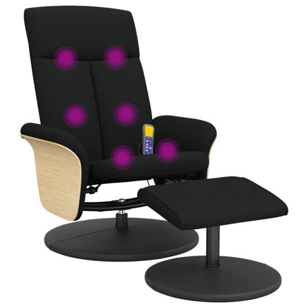 Cadeira de massagens reclinável com apoio de pés tecido preto - Image 7
