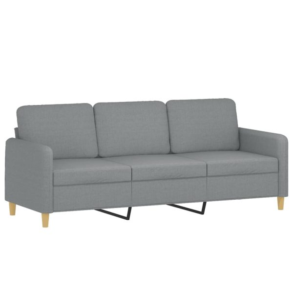 3 pcs conjunto de sofás com almofadas tecido cinzento-claro - Image 5