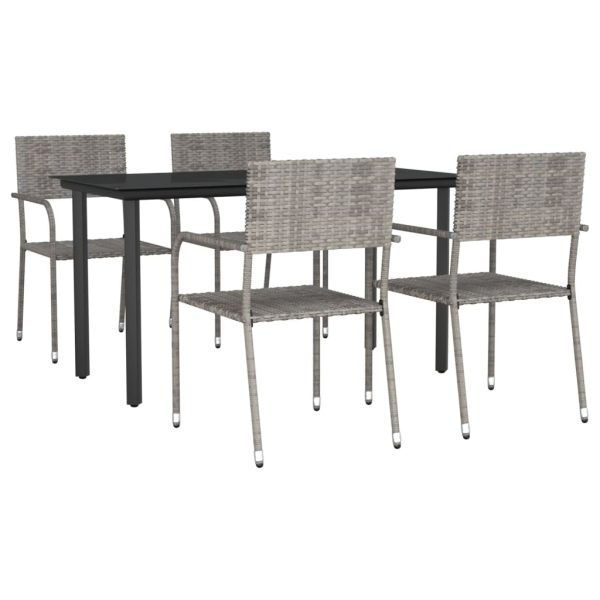 5pcs conjunto de jantar para jardim vime PE e aço cinza e preto - Image 2