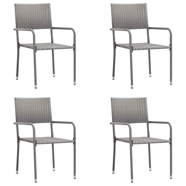 5pcs conjunto de jantar para jardim vime PE e aço cinza e preto - Image 3