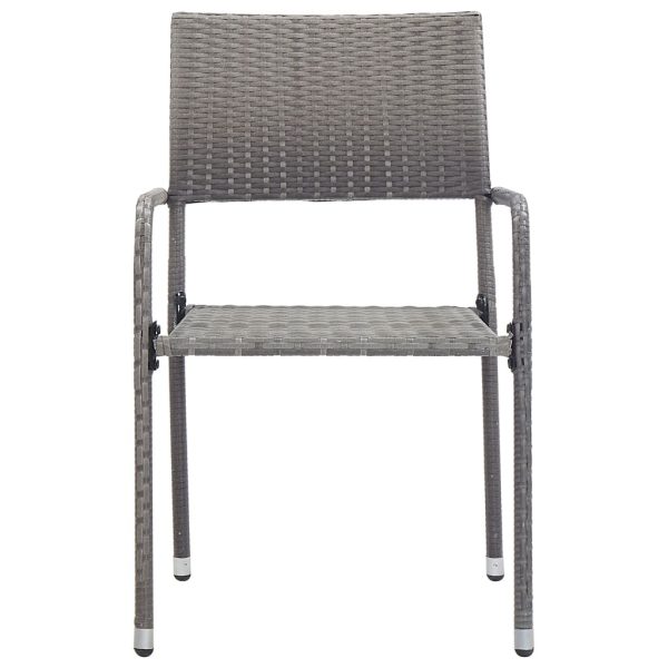 5pcs conjunto de jantar para jardim vime PE e aço cinza e preto - Image 5