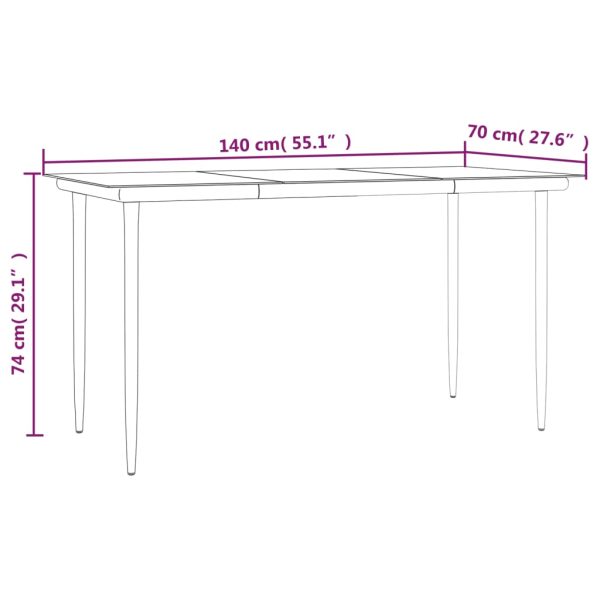5pcs conjunto de jantar para jardim vime PE e aço cinza e preto - Image 11