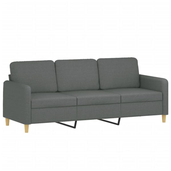 Sofá de 3 lugares 180 cm tecido cinza-escuro - Image 2