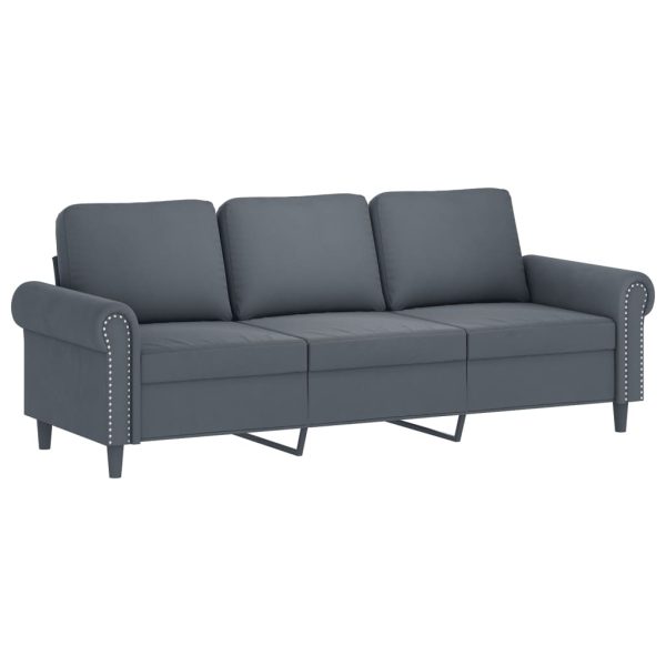 Sofá de 3 lugares 180 cm veludo cinza-escuro - Image 2
