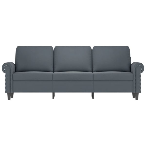 Sofá de 3 lugares 180 cm veludo cinza-escuro - Image 3