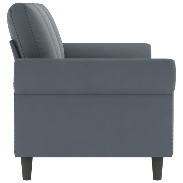 Sofá de 3 lugares 180 cm veludo cinza-escuro - Image 4
