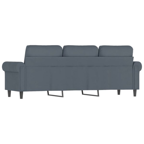 Sofá de 3 lugares 180 cm veludo cinza-escuro - Image 5