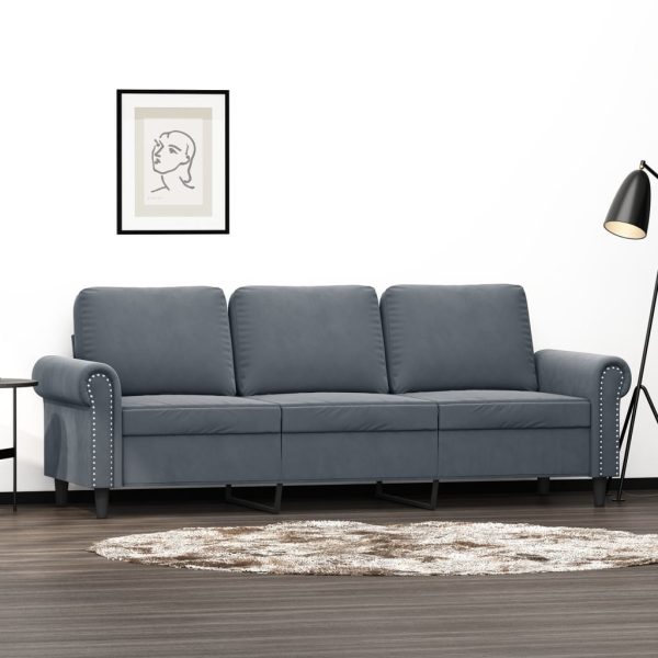 Sofá de 3 lugares 180 cm veludo cinza-escuro