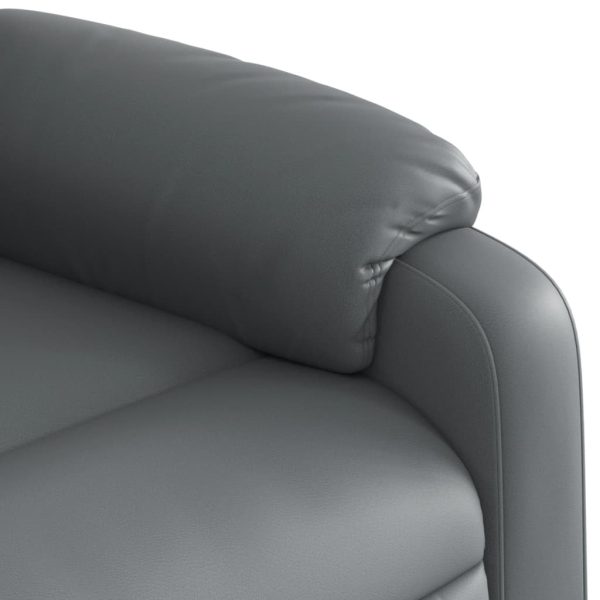 Poltrona reclinável elétrica couro artificial cinzento - Image 11