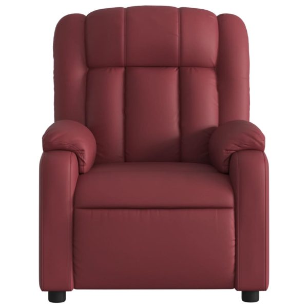 Poltrona massagens reclin. elétrica couro artif. vermelho-tinto - Image 9