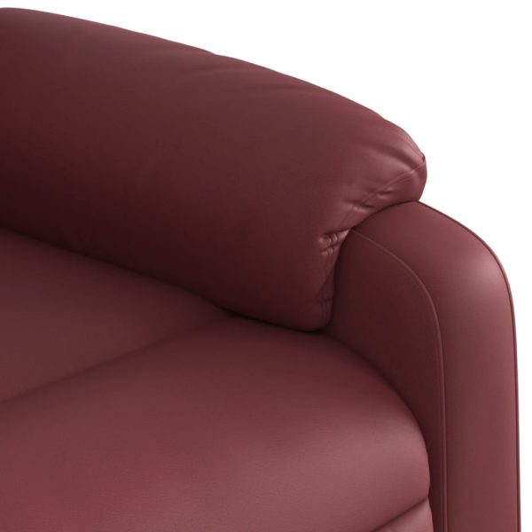 Poltrona massagens reclin. elétrica couro artif. vermelho-tinto - Image 11