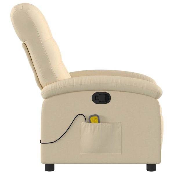 Poltrona de massagens reclinável tecido cor creme - Image 5