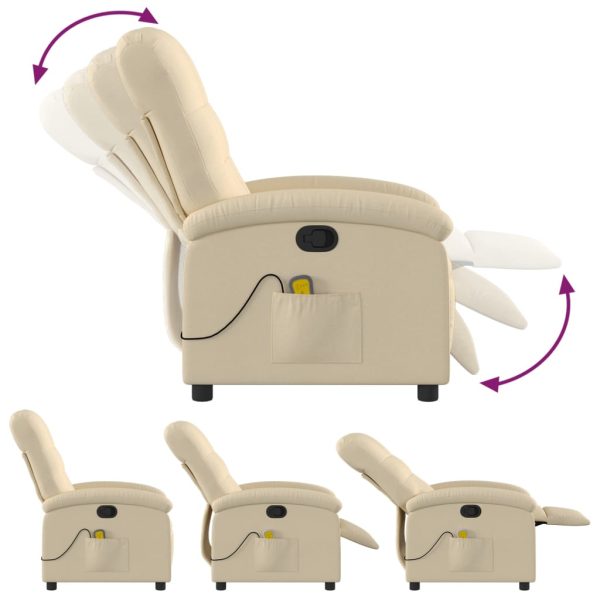 Poltrona de massagens reclinável tecido cor creme - Image 7