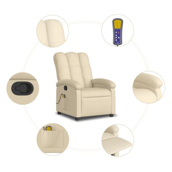 Poltrona de massagens reclinável tecido cor creme - Image 8