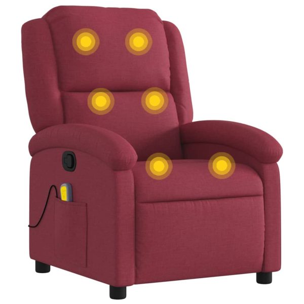 Poltrona de massagens reclinável tecido vermelho tinto - Image 2