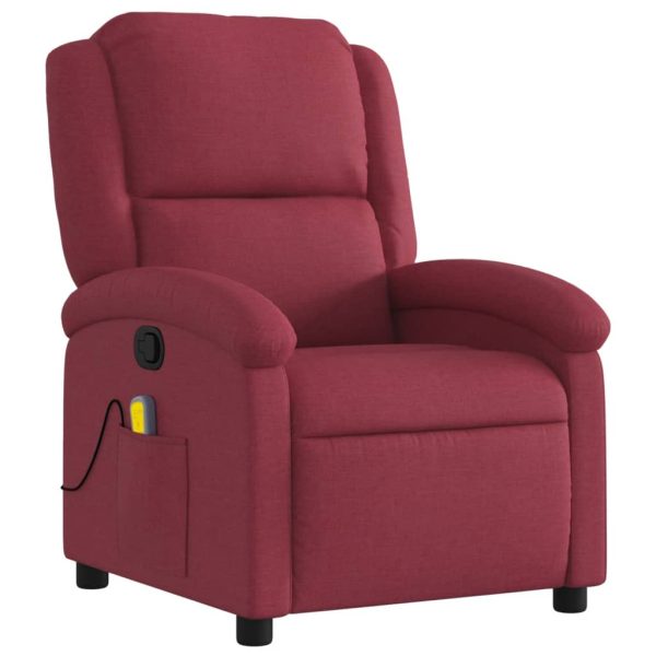 Poltrona de massagens reclinável tecido vermelho tinto - Image 3