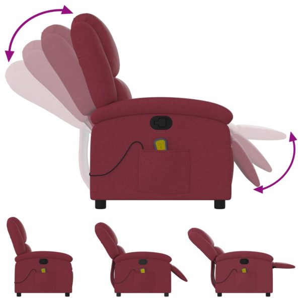 Poltrona de massagens reclinável tecido vermelho tinto - Image 7
