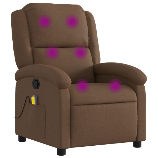 Poltrona de massagens reclinável tecido castanho - Image 2