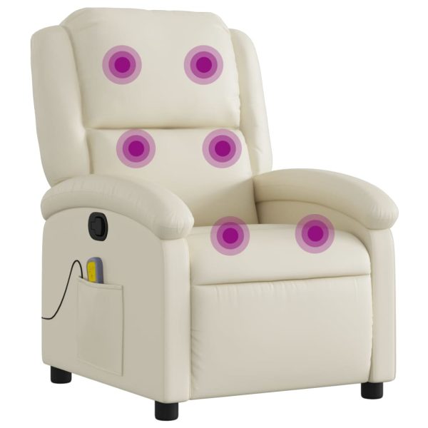 Poltrona de massagens reclinável couro artificial cor creme - Image 2