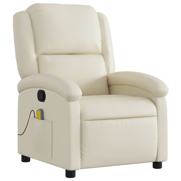 Poltrona de massagens reclinável couro artificial cor creme - Image 3