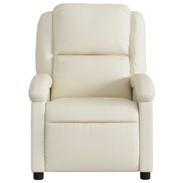 Poltrona de massagens reclinável couro artificial cor creme - Image 4