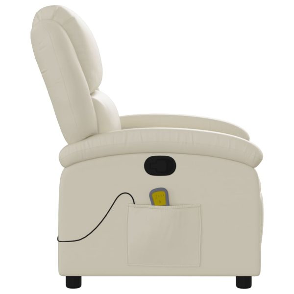 Poltrona de massagens reclinável couro artificial cor creme - Image 5