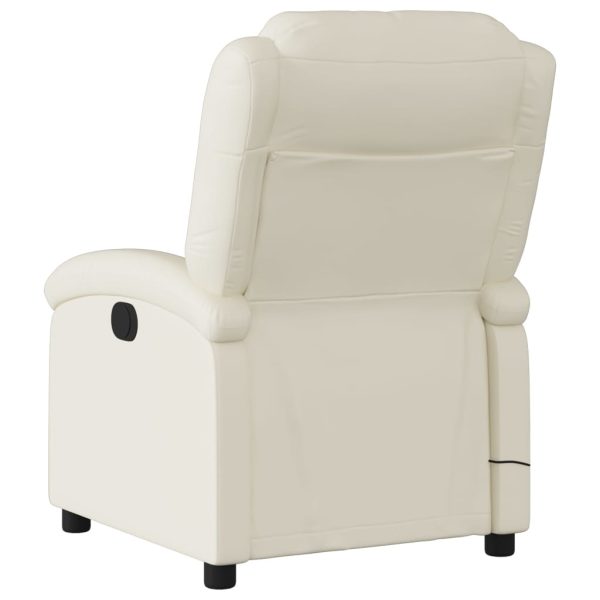 Poltrona de massagens reclinável couro artificial cor creme - Image 6