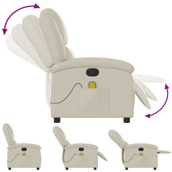 Poltrona de massagens reclinável couro artificial cor creme - Image 7