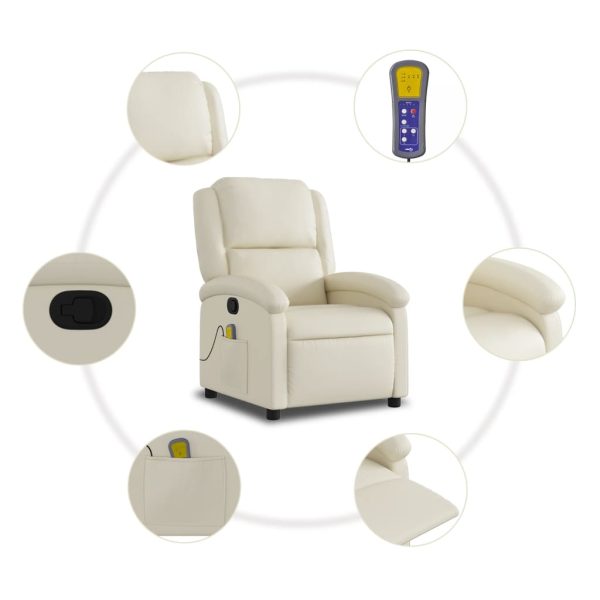 Poltrona de massagens reclinável couro artificial cor creme - Image 8
