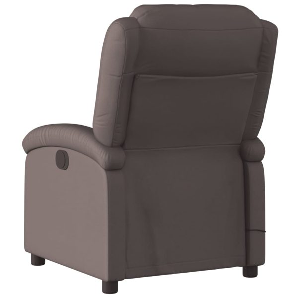 Poltrona de massagens reclinável couro genuíno castanho-escuro - Image 4