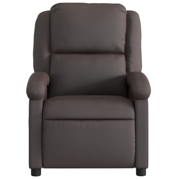 Poltrona de massagens reclinável couro genuíno castanho-escuro - Image 7