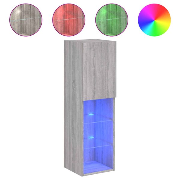 Móveis de TV com luzes LED 2 pcs 30,5x30x102 cm cinzento sonoma - Image 6
