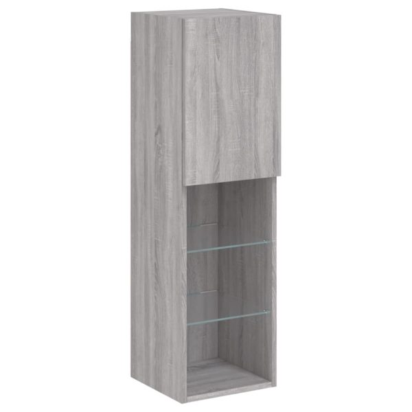 Móveis de TV com luzes LED 2 pcs 30,5x30x102 cm cinzento sonoma - Image 7