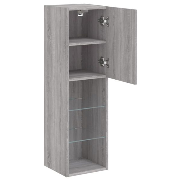 Móveis de TV com luzes LED 2 pcs 30,5x30x102 cm cinzento sonoma - Image 8