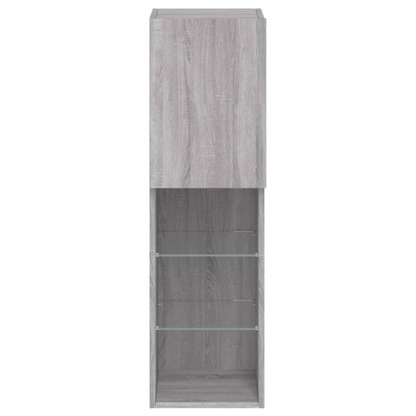 Móveis de TV com luzes LED 2 pcs 30,5x30x102 cm cinzento sonoma - Image 9
