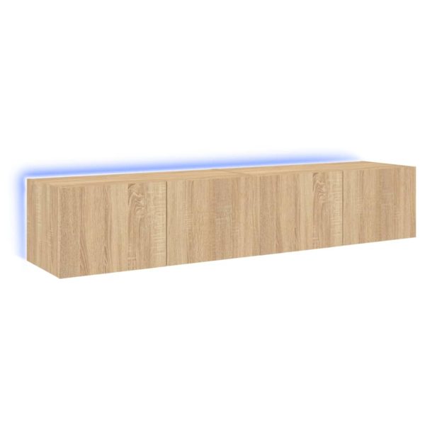 Móveis de parede para TV com luzes LED 2 pcs carvalho sonoma - Image 2