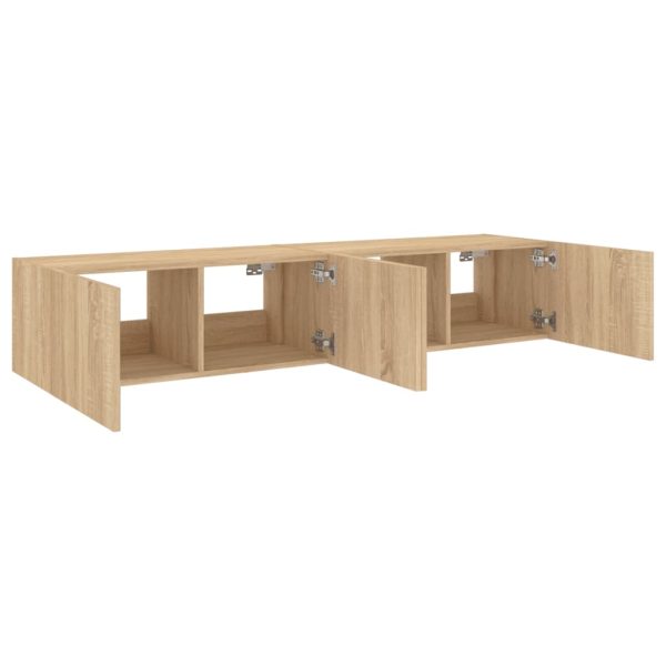 Móveis de parede para TV com luzes LED 2 pcs carvalho sonoma - Image 8