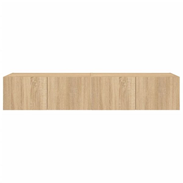 Móveis de parede para TV com luzes LED 2 pcs carvalho sonoma - Image 9