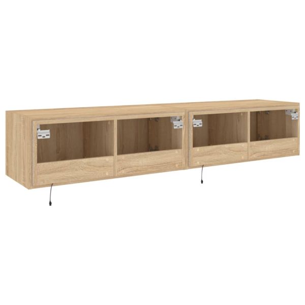Móveis de parede para TV com luzes LED 2 pcs carvalho sonoma - Image 11