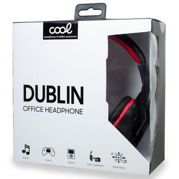 Auriculares Stereo Oficina COOL Dublin con micro (Negro-Rojo) - Image 6