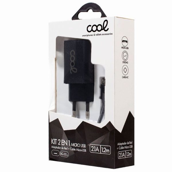 Cargador Red Conector Micro-usb COOL Universal 2.1Amp Kit 2 en 1 Negro - Image 2
