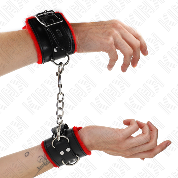 KINK - PULSO FORRO DE PELE COM FUROS QUADRADOS CINTO VERMELHO E PRETO AJUSTÃVEIS 17-29 CM X 6 CM